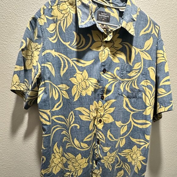 Quiksilver Waterman Collection Floral Shirt Button Up Mens Hawaiian Shirt XL - Picture 10 of 10